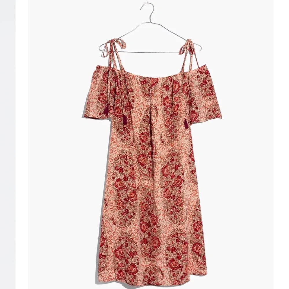 Madewell Silk Cold Shoulder Dress in Watercolor Paisley